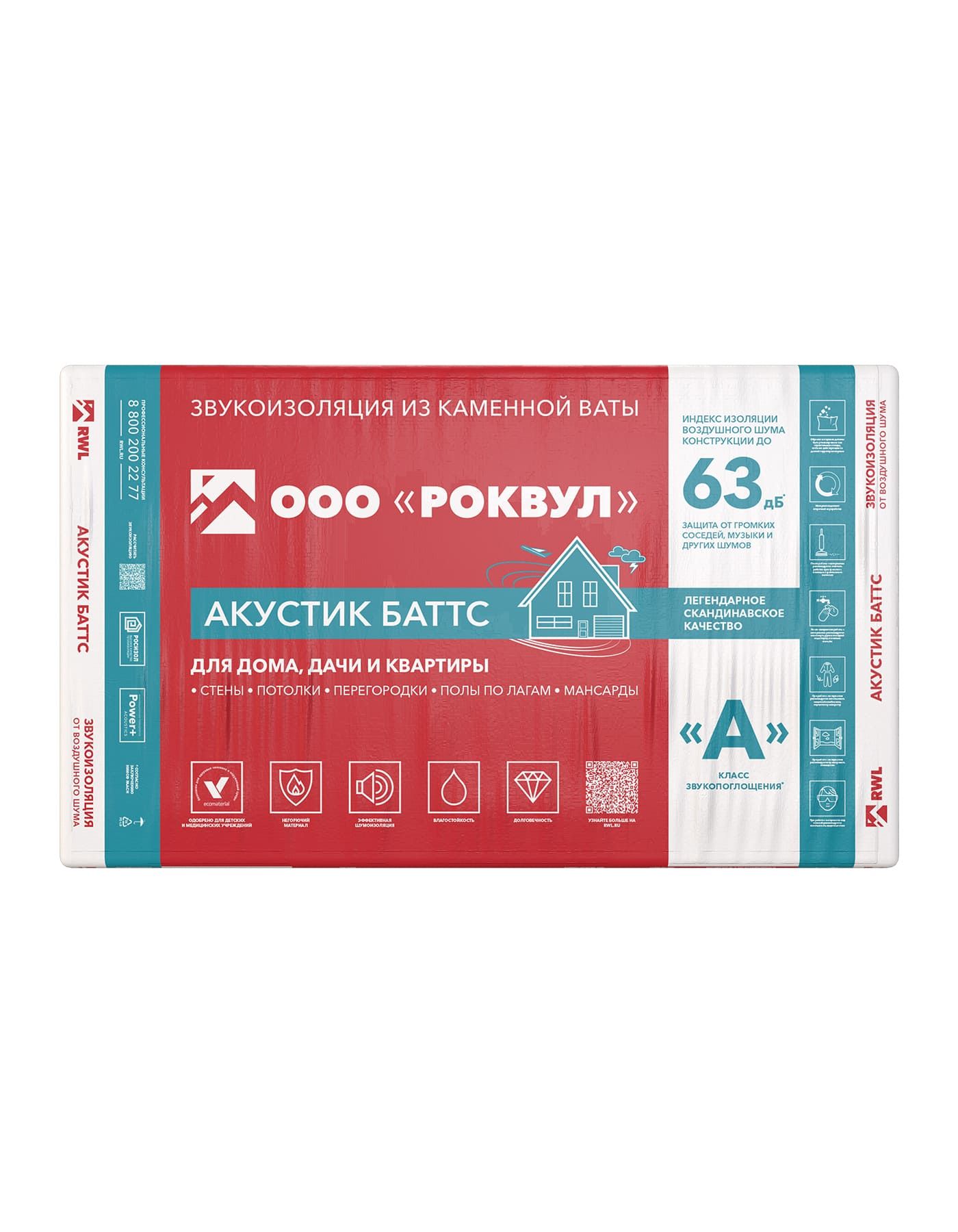 Утеплитель Rockwool Акустик Баттс базальтовая плита 1000х600х100мм